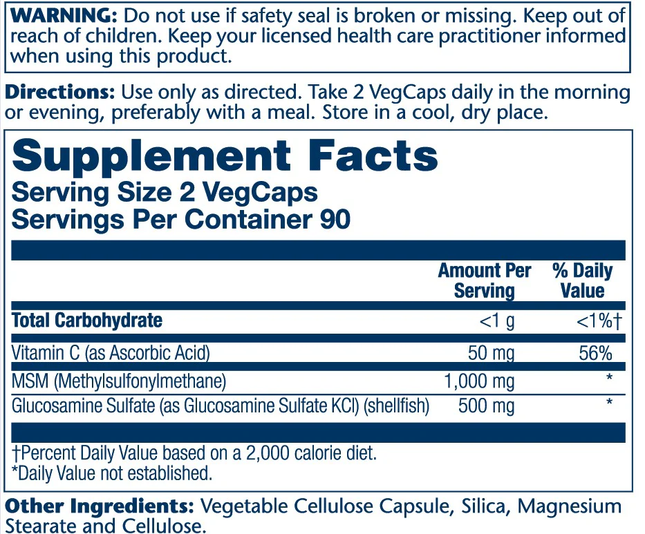 Solaray Msm & Glucosamine 180 Caps