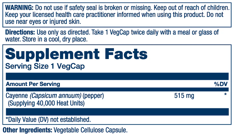Solaray Cayenne Pepper 40,000 Hu - 515mg 100 Caps