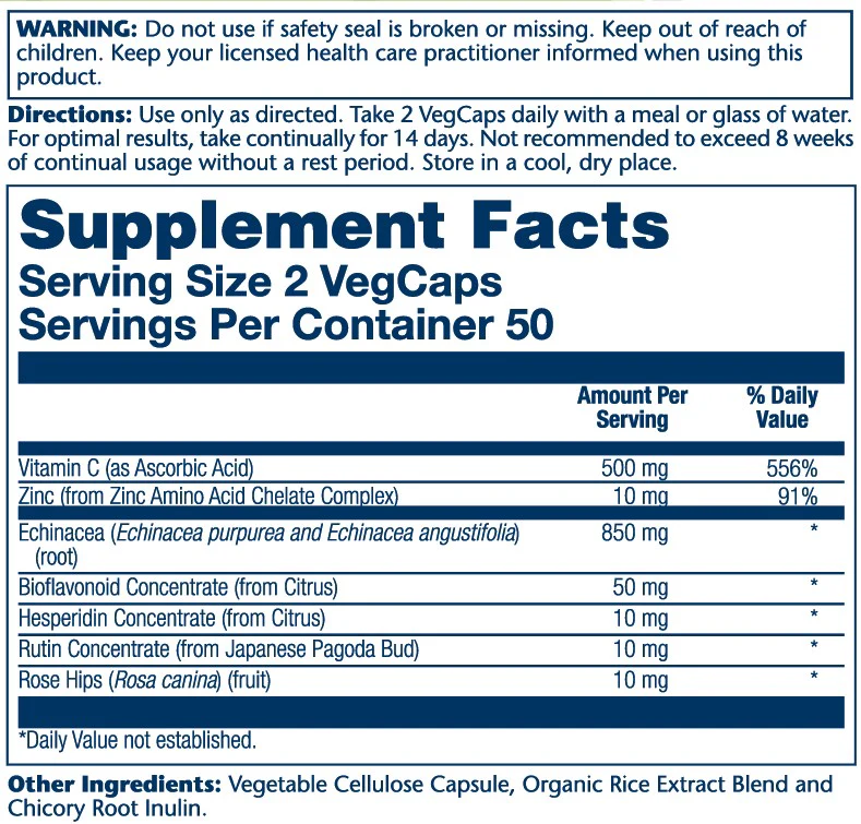 Solaray Echinacea Root with Vitamin C 850mg 100 Caps