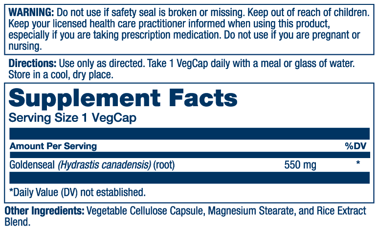 Solaray Goldenseal Root 550mg 50 Caps