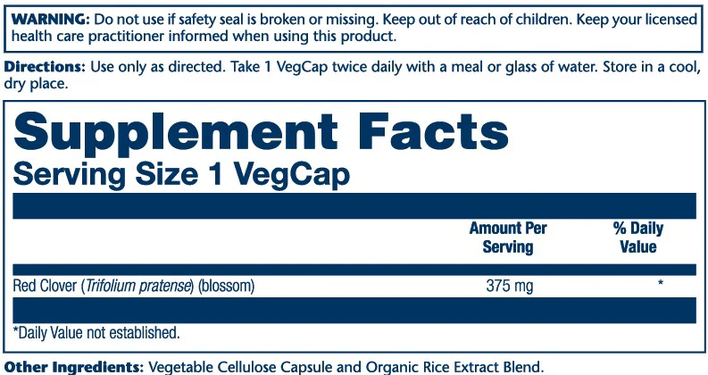 Solaray Red Clover Blossom 375mg 100 Caps