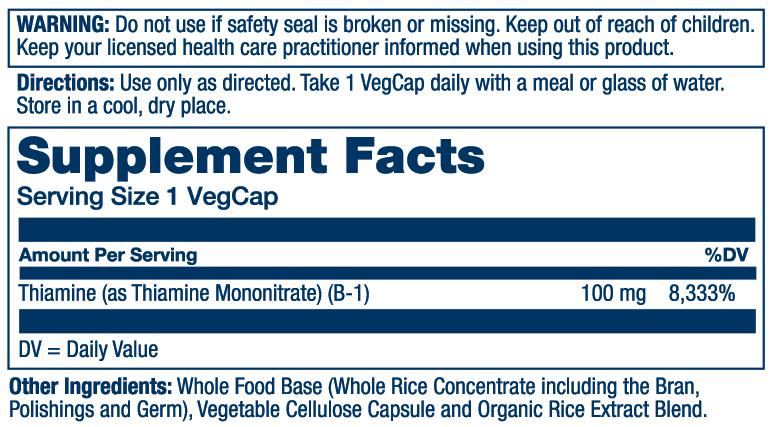 Solaray Vitamin B-1, 100mg 100 Caps