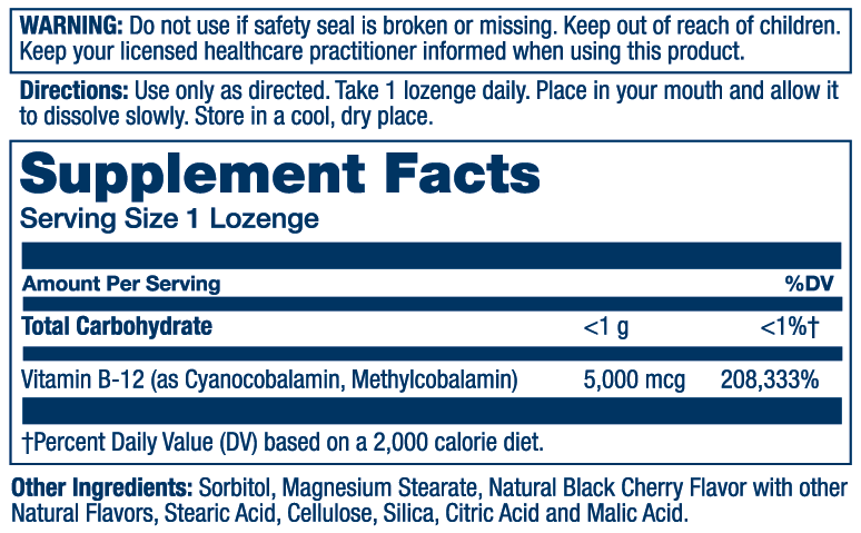 Solaray Vitamin B-12, (5000mcg) 30 Lozenges