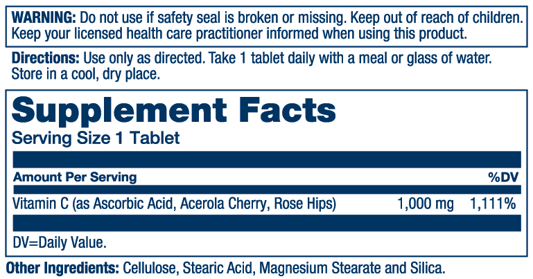Solaray Vitamin C with Rose Hips & Acerola 1000mg 250 Tabs