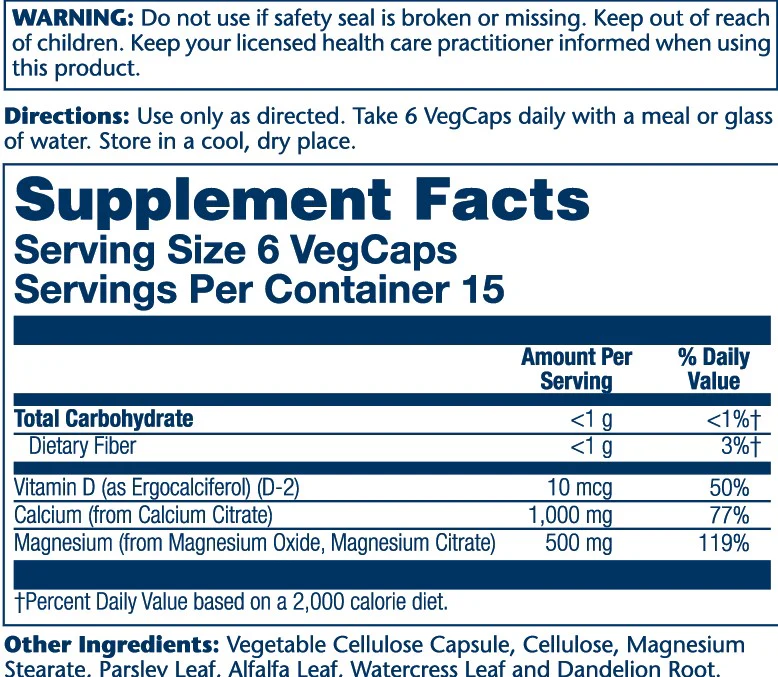 Solaray Calcium & Magnesium Citrate, with Vitamin D-2, 2:1 Ratio 90 Caps
