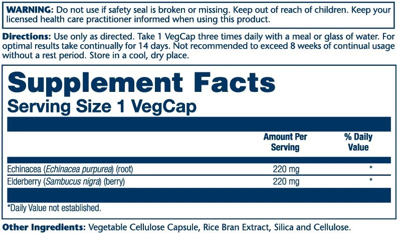 Solaray Echinacea Root & Elderberry 440mg 100 Caps