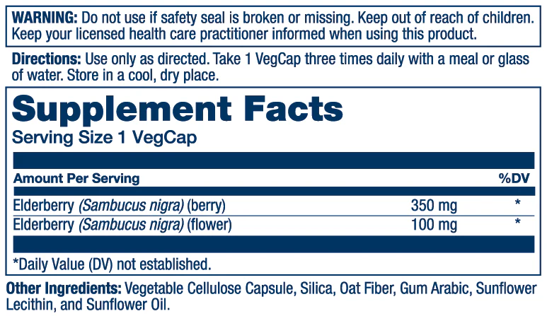 Solaray Elderberry Berry & Flower 450mg 100 Caps