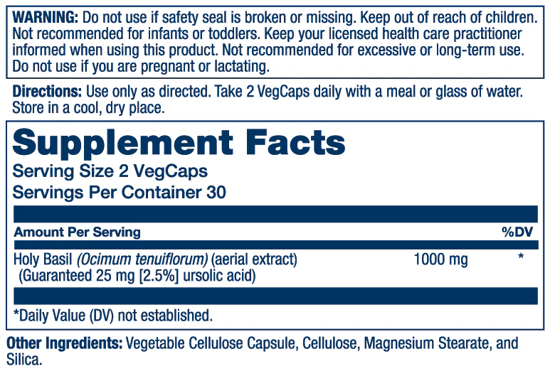 Solaray Holy Basil Aerial Extract 900mg 60 Caps