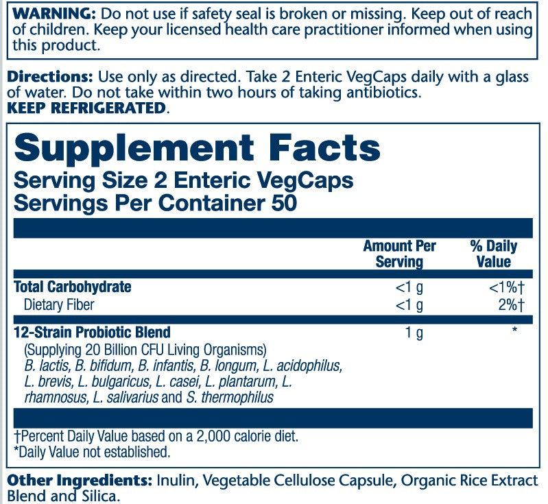Solaray Multidophilus 12 Strain Probiotic, 20 Billion Cfu 50 Caps