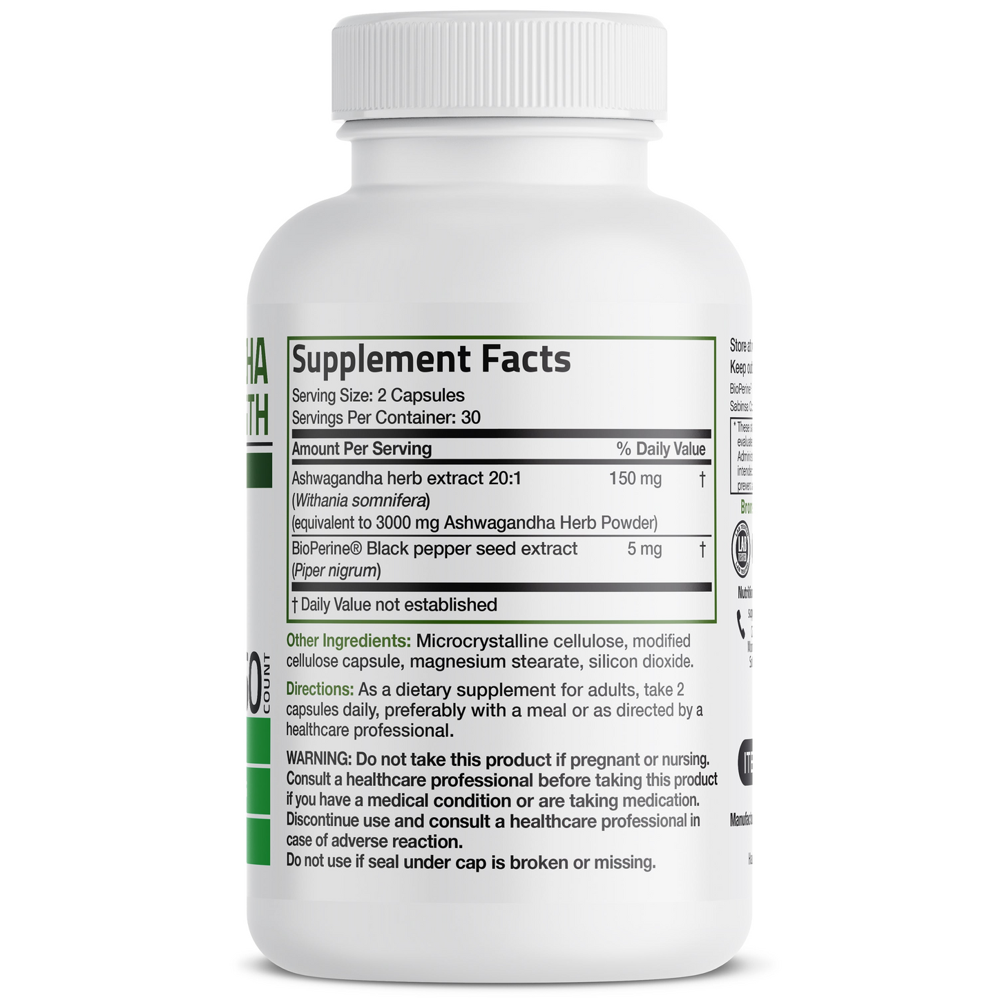 Bronson Vitamins Ashwagandha Extra Strength - 3,000 Mg 60 Caps