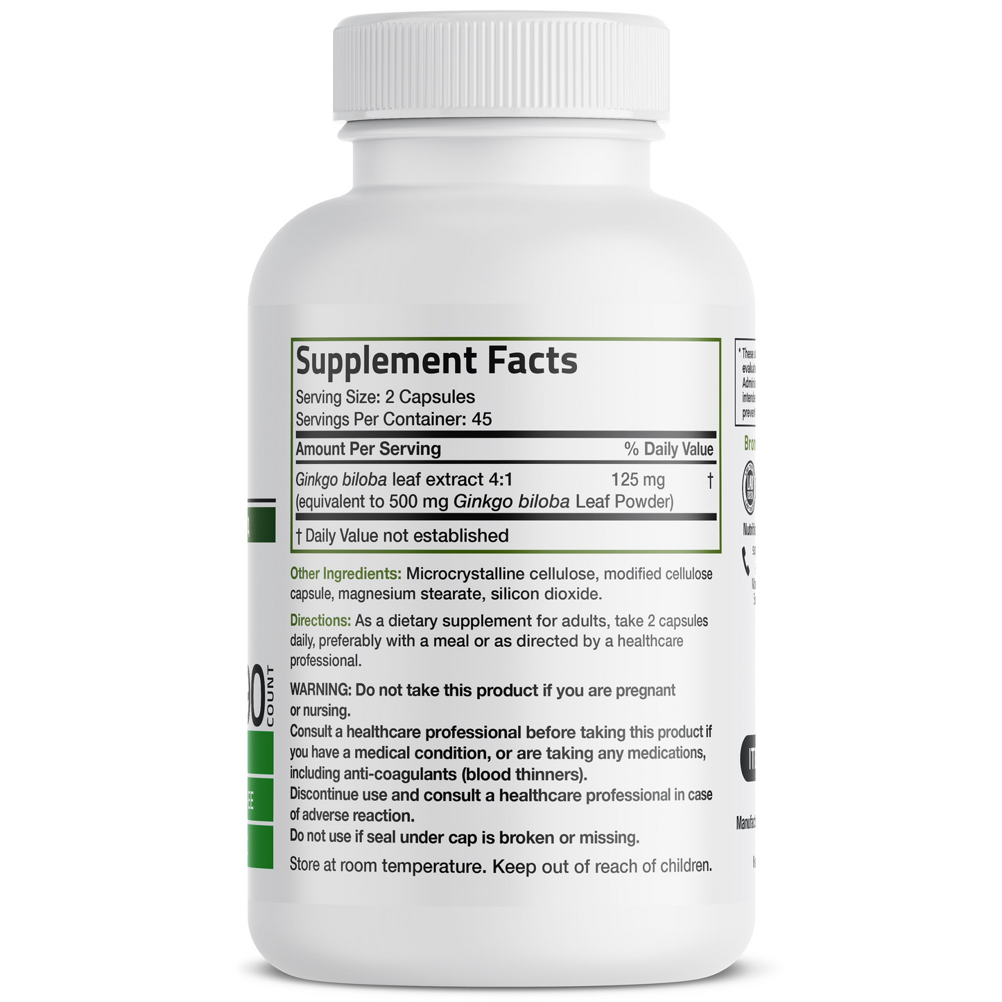 Bronson Vitamins Ginkgo Biloba - 500 Mg 90 Caps