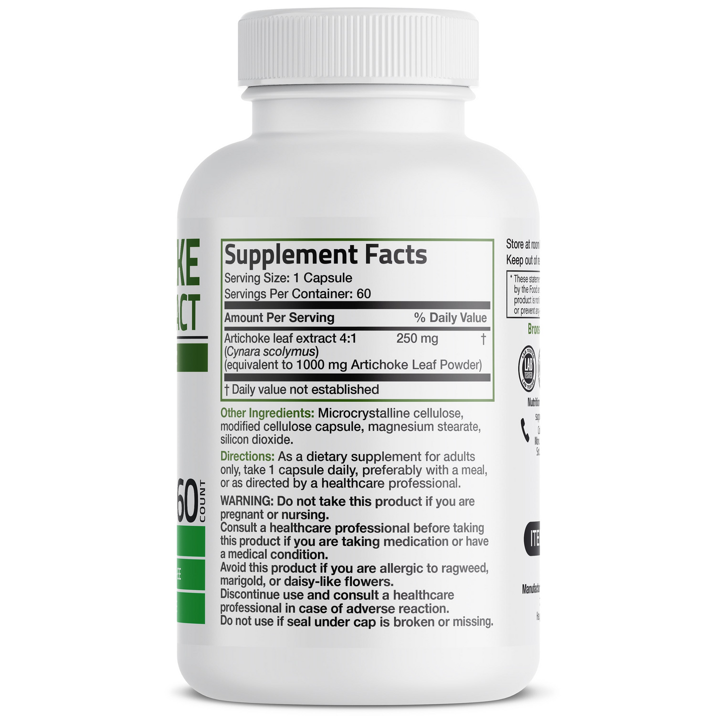 Bronson Vitamins Artichoke Leaf Extra Strength 60 Caps