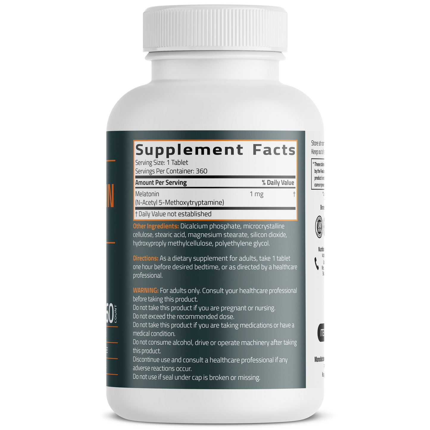 Bronson Vitamins Lower Dose Melatonin 1mg, 360 Tablets