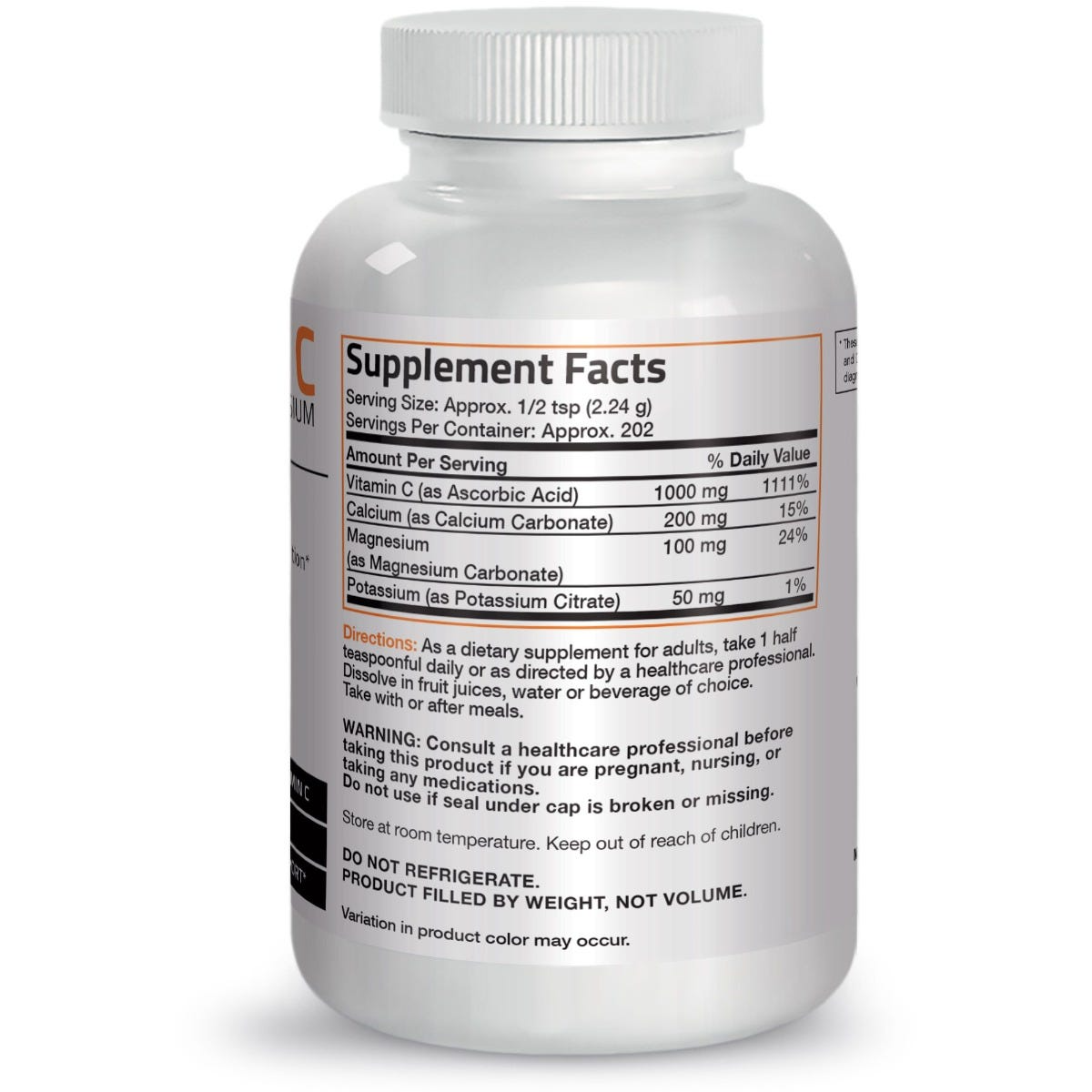 Bronson Vitamins Vitamin C Powder with Calcium, Magnesium, Potassium - 1 Lb (454g)