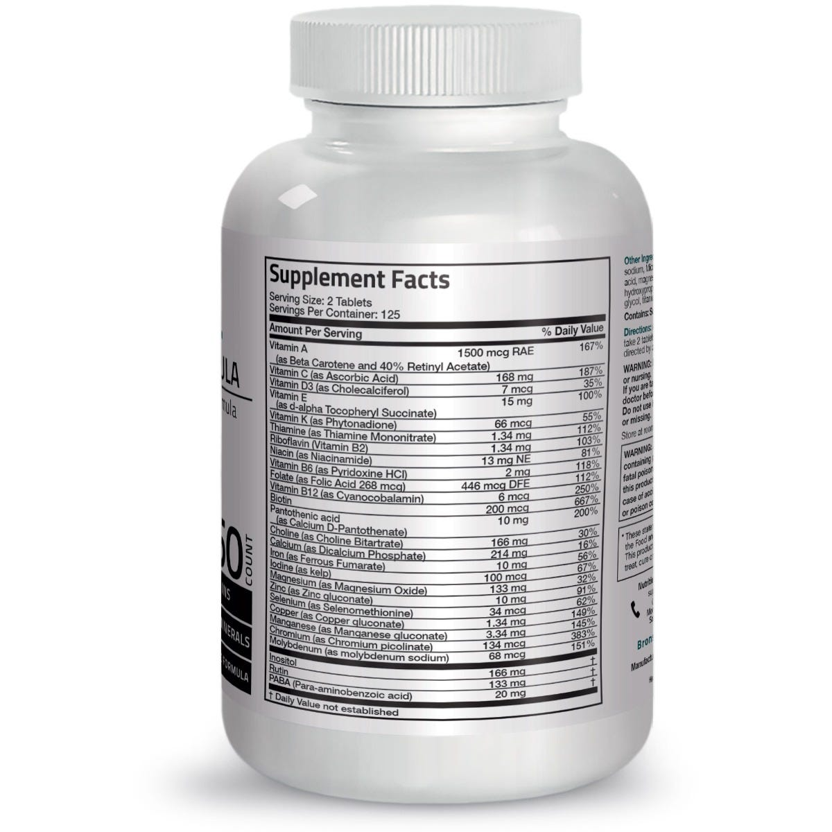 Bronson Vitamins Vitamin & Mineral Insurance Formula - 250 Tablets