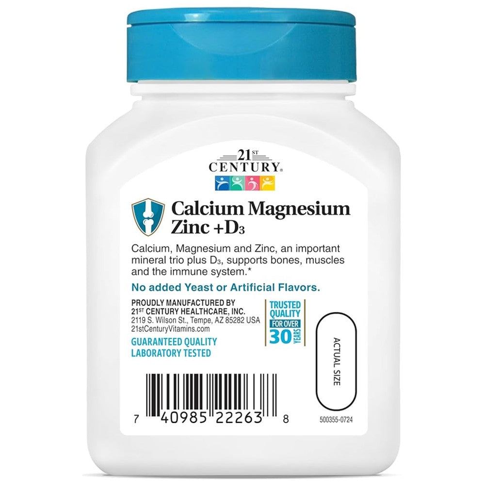 21st Century Calcium Magnesium Zinc + D3 90 Tablets