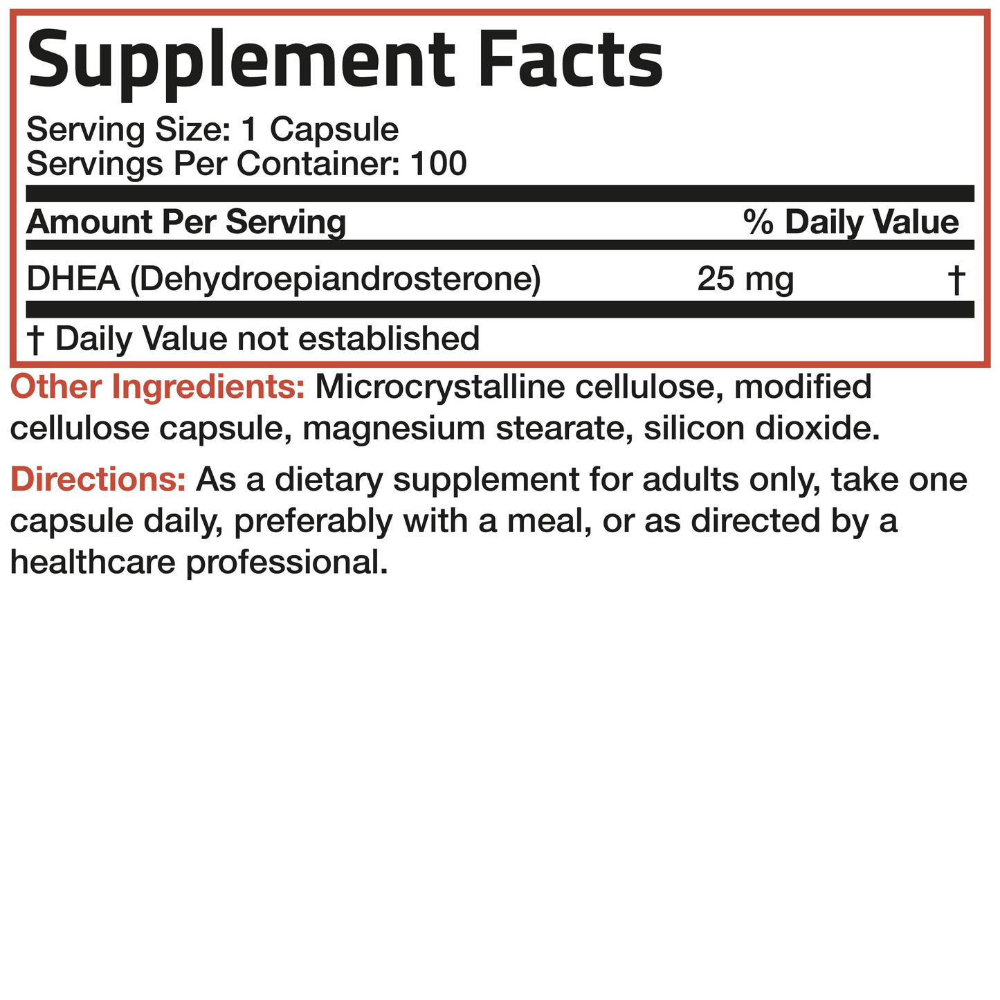 Bronson Vitamins Dhea - 25 Mg 100 Caps