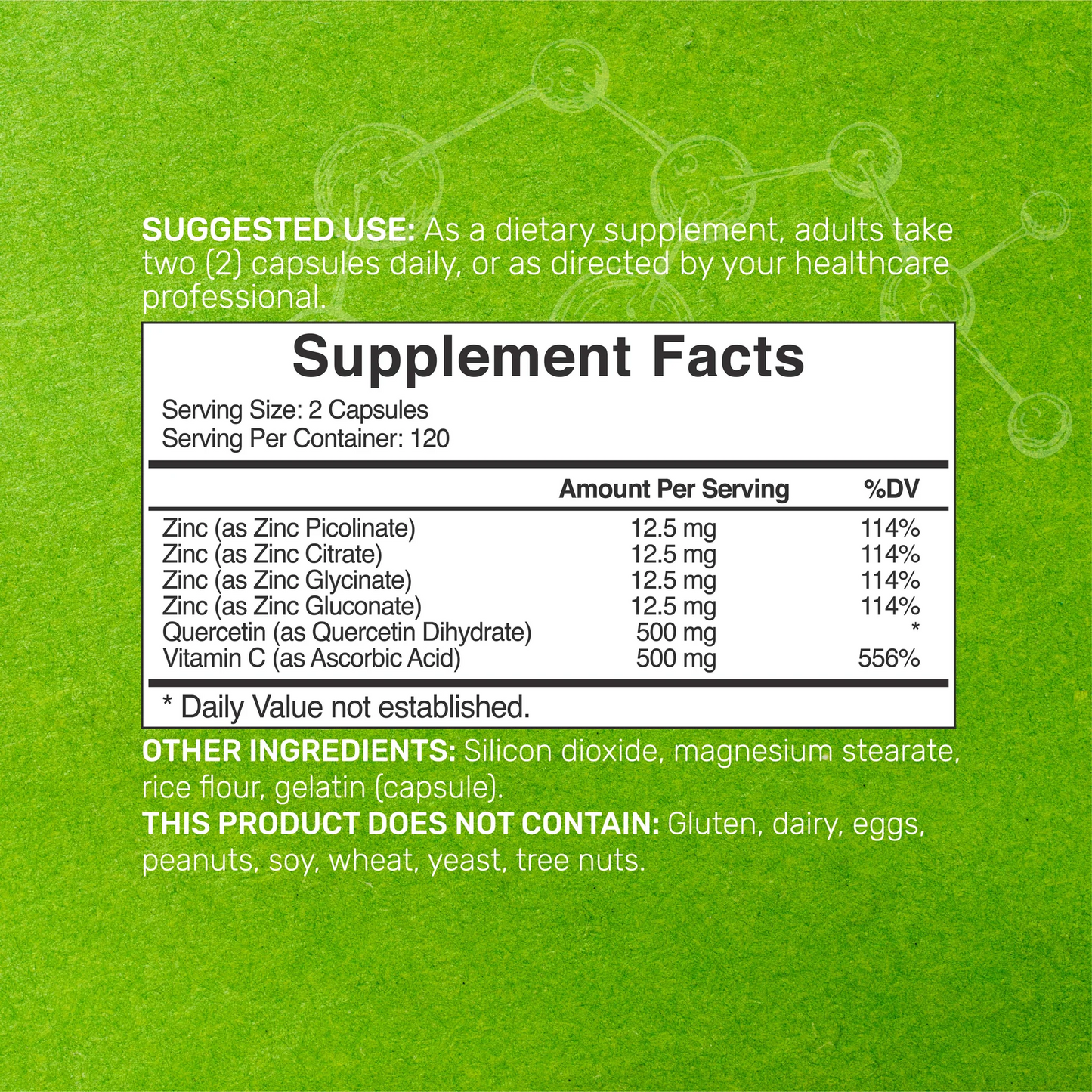 Deal Supplement Zinc Quercetin with Vitamin C, 4-1 Zinc Complex (Zinc 50mg), 240 Capsule