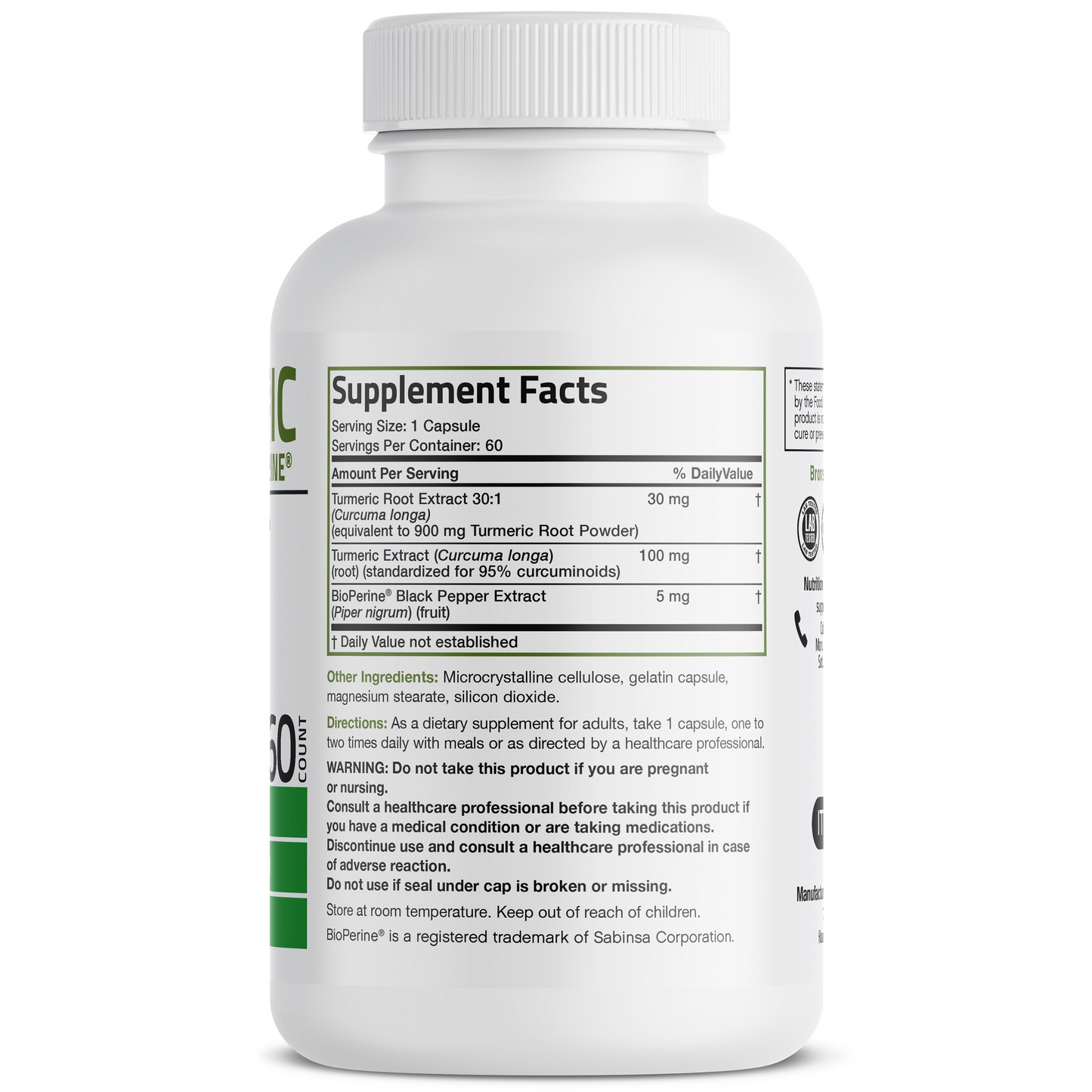 Bronson Vitamins Turmeric Complex with Bio Perine® - 1,000 Mg 60 Caps
