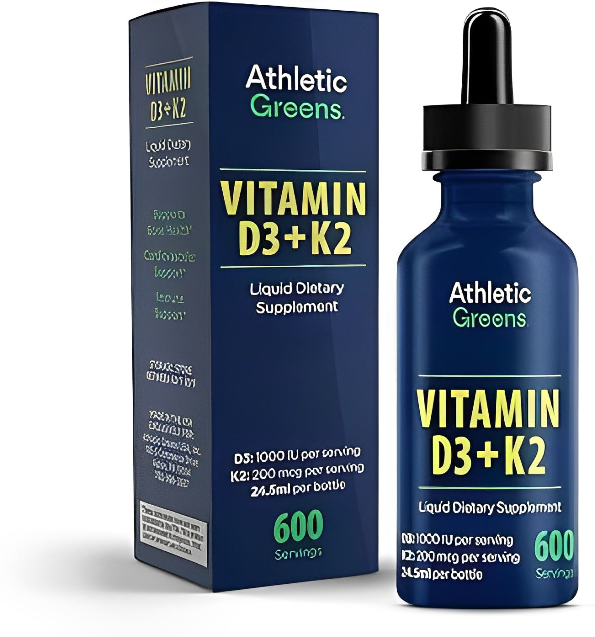 Athletic Greens Vitamin D3 + K2 – Liquid Dietary Supplement – 24.5ml