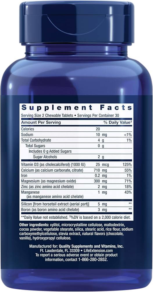 Life Extension Bone Restore Calcium (Chocolate) – 60 Chewable Tablets
