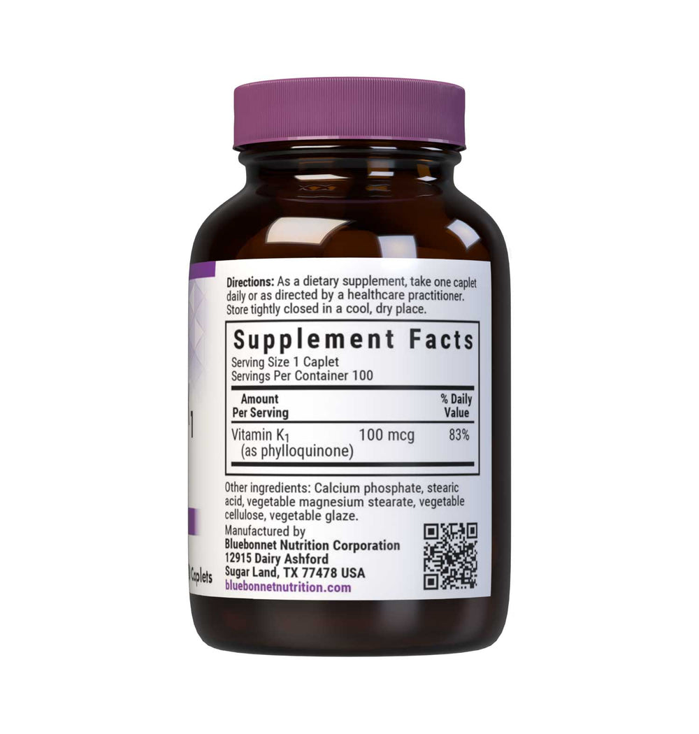 Bluebonnet Nutrition Vitamin K1 100 Mcg 100 Caplets