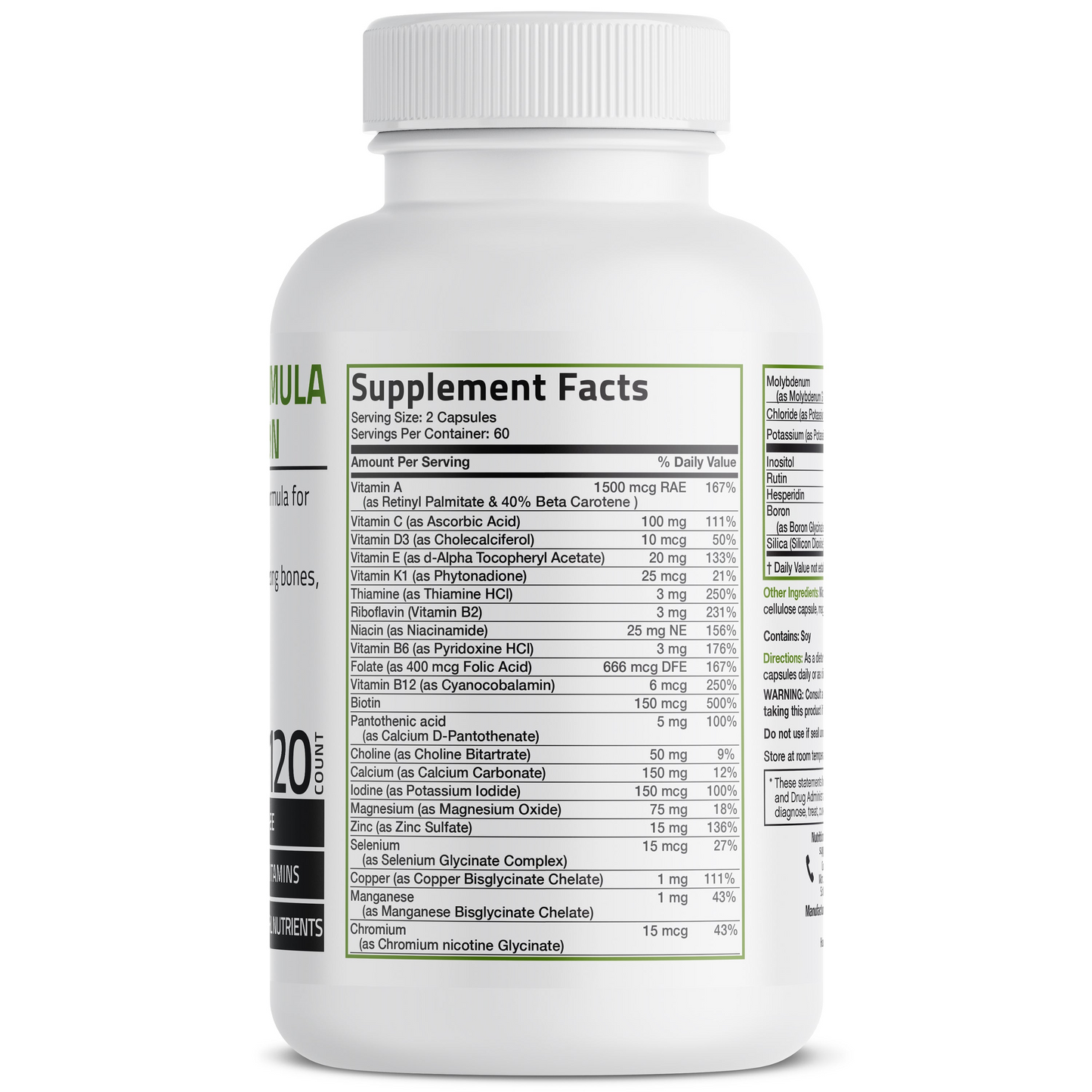 Bronson Vitamins Mature Formula Multivitamin without Iron for Adults Over 50, 120 Capsules