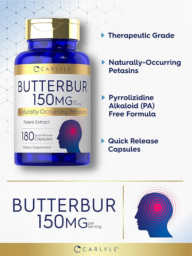 Carlyle Nutritionals Butterbur Extract Standardized 150mg per serving | 180 Capsules