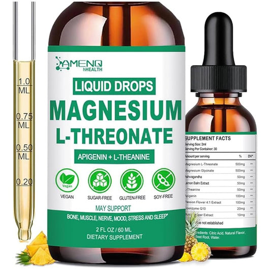 AMENQ hHEALTH Magnesium L-Threonate Liquid Drops - Apigenin + L-Theanine