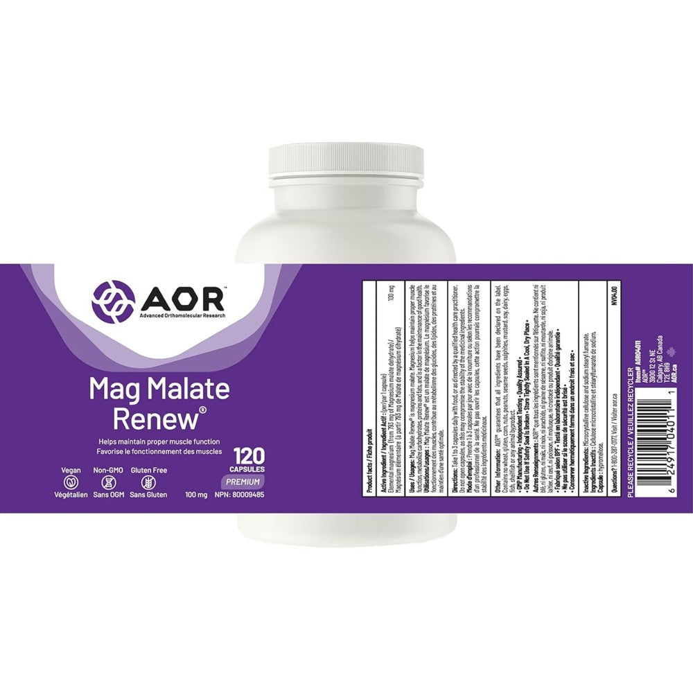 AOR Mag Malate Renew – Advanced Muscle & Energy Support (120 Capsules)