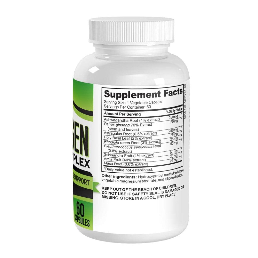 AdrenaVital Stress Relief & Vitality Complex - 9 Herbal Adaptogen Extracts, 60 Capsules