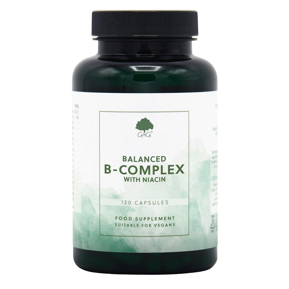 Balanced B-Complex with Niacin – Energy & Metabolism Support | 120 Vegan Capsules, Food Supplement