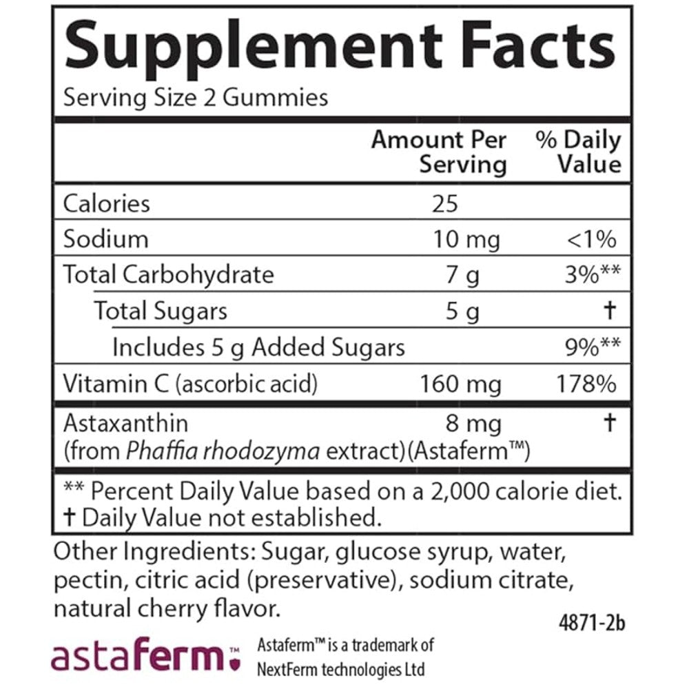Carlson Fermented Astaxanthin with Vitamin C Gummies - 8mg Antioxidant & Immune Support