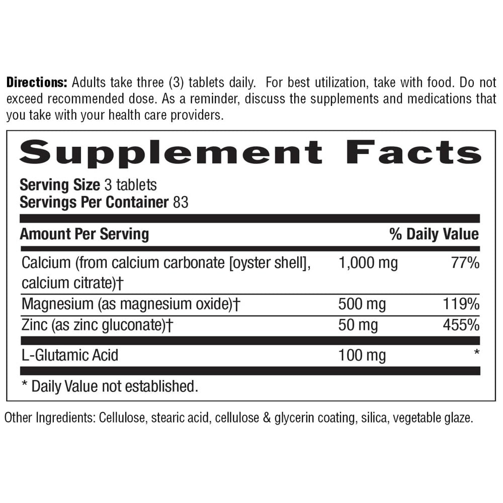 Country Life Calcium Magnesium Zinc with L-Glutamic Acid 250 Tablets
