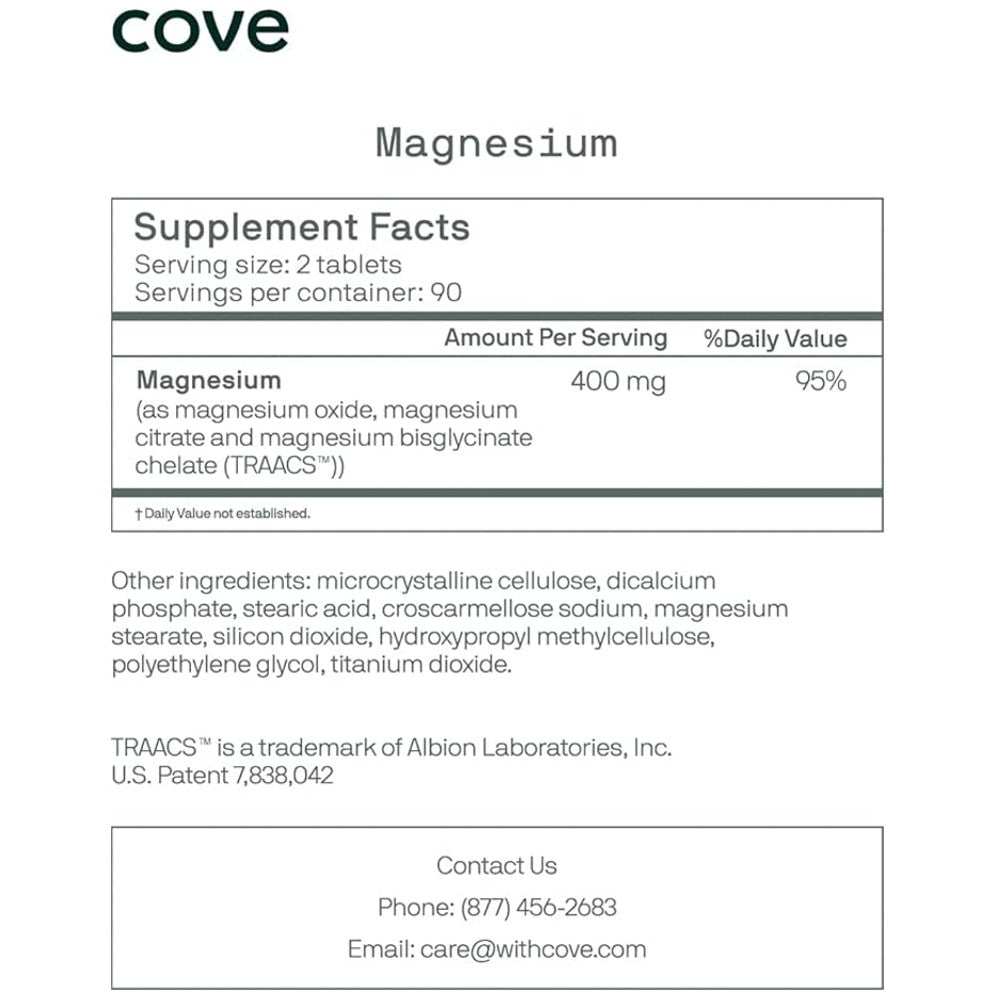 Cove Magnesium Support – Migraine Relief & Wellness Supplement (180 Tablets)