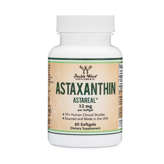 Double Wood Supplements Astaxanthin AstaReal® 12mg – Antioxidant & Skin Health Support | 60 Softgels, Made in the USA