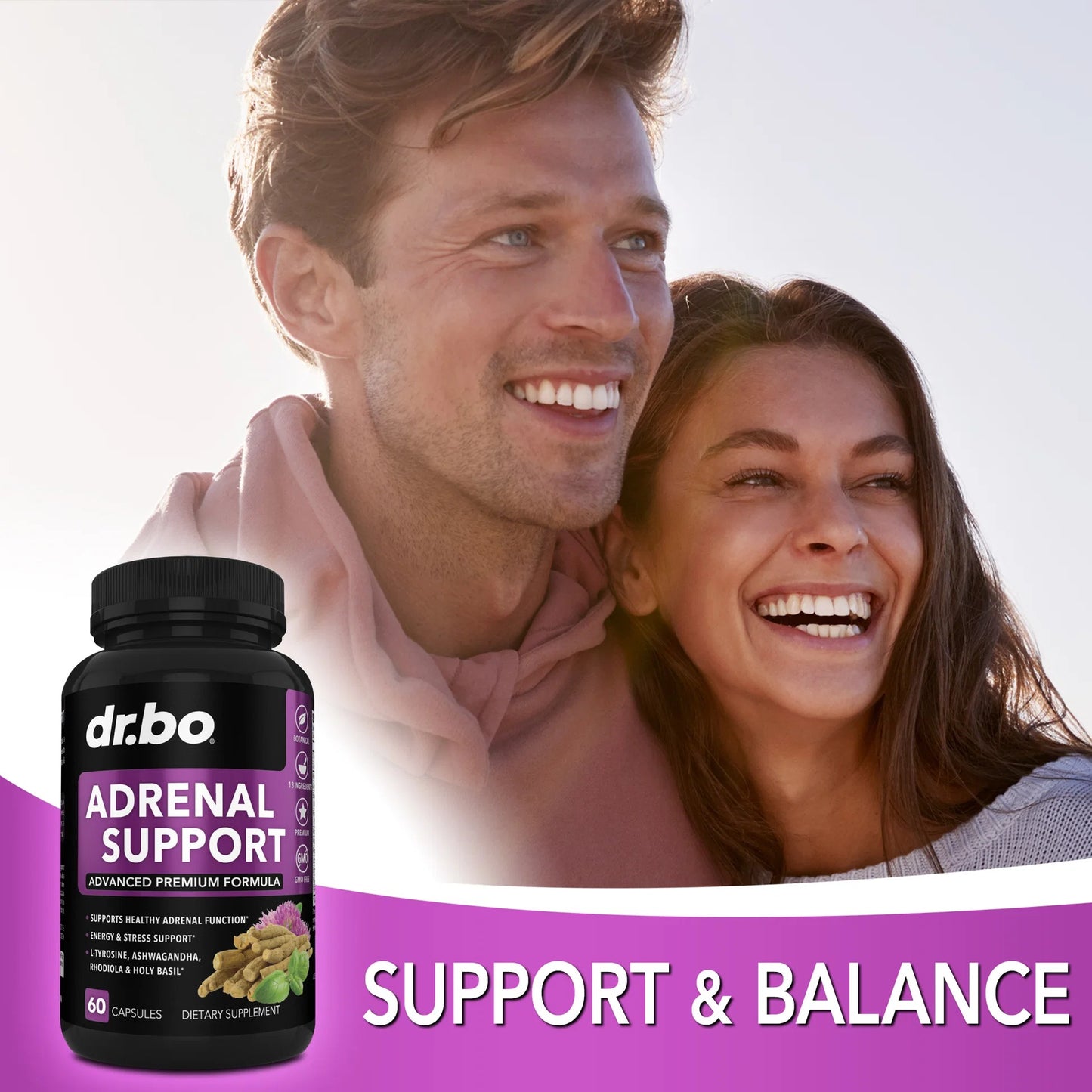 DR. BO Adrenal Support & Colon Cleanse with Ashwagandha & L Tyrosine 60 Capsules