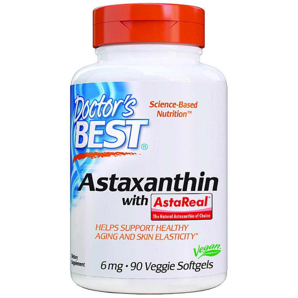 Doctor's Best Astaxanthin with AstaReal® – Vegan 6mg Natural Antioxidant for Healthy Aging & Skin