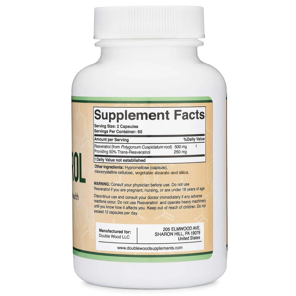 Double Wood Supplements Resveratrol Extract 120 Capsules