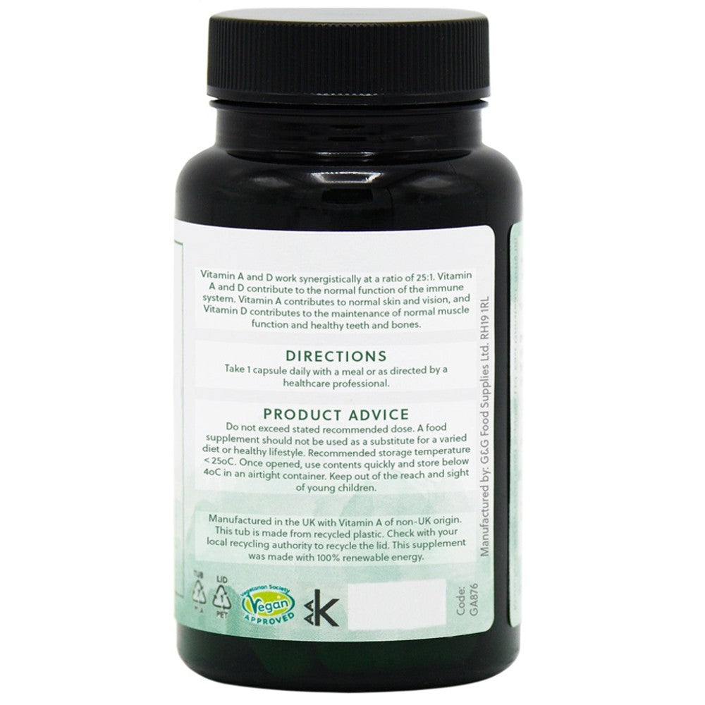 G&G Vitamin A & D3 (120 Vegan Capsules) - Premium Supplement for Daily Wellness