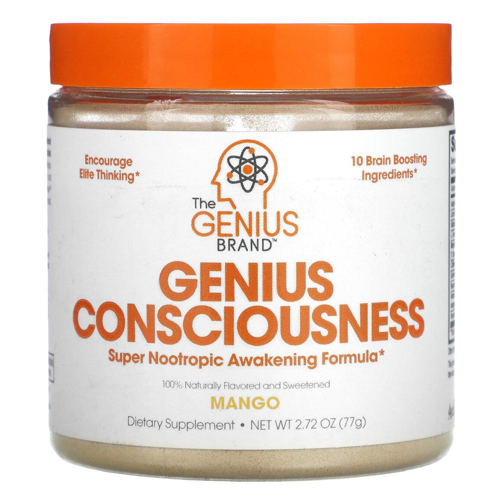 Genius Consciousness Nootropic Powder – Super Brain Boosting Formula | Mango Flavor | 100% Natural Dietary Supplement