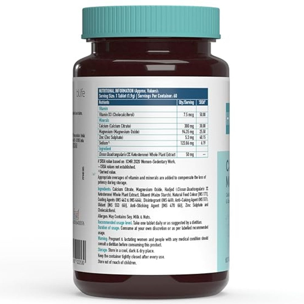 HK Vitals Calcium + Magnesium + Zinc with Vitamin D3 & Cissus 60 Tablets