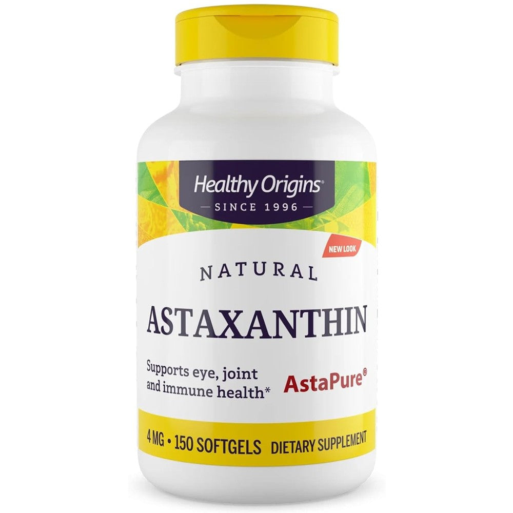 Healthy Origins Natural Astaxanthin 4mg - AstaPure® Antioxidant for Eye, Joint & Immune Support