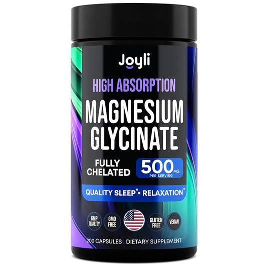 Joyli High Absorption Magnesium Glycinate 500mg + Ashwagandha Root – 200 Caps