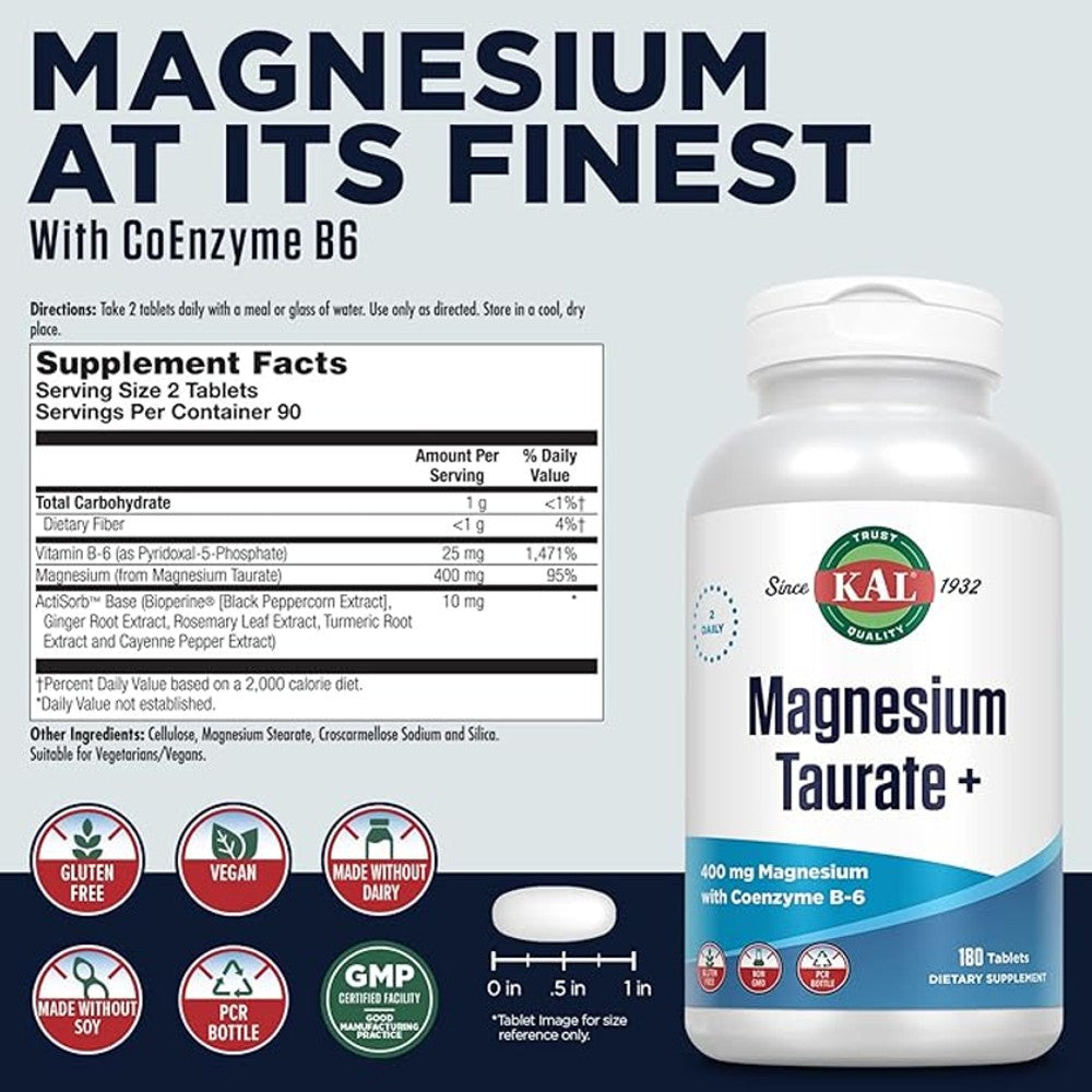 KAL Magnesium Taurate+ 400mg – Heart & Nerve Health Support