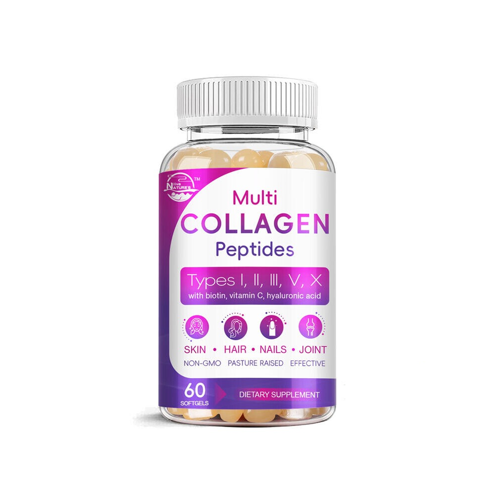 Multi Collagen Peptides – (60 Softgels) | Skin, Hair, Nails & Joint Support