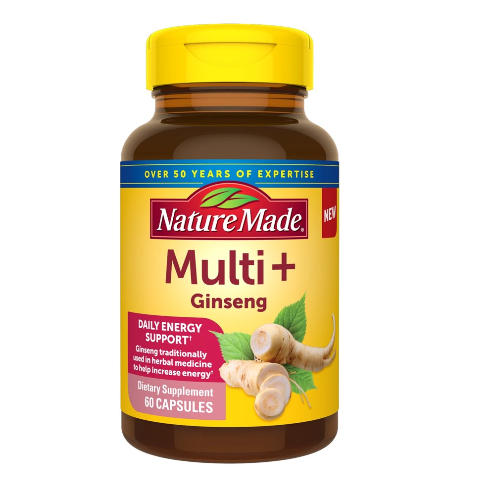 Nature Made Multi + Ginseng – Daily Energy & Wellness Support | 60 Capsules