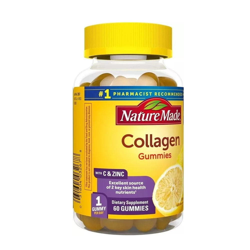 Nature Made Collagen Gummies with Vitamin C, Zinc, Biotin β 60 Count | Skin & Wellness Support