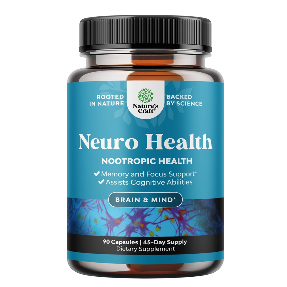 Nature's Craft Neuro Health – Memory & Focus Nootropic, 90 Capsules (45-Day Supply)