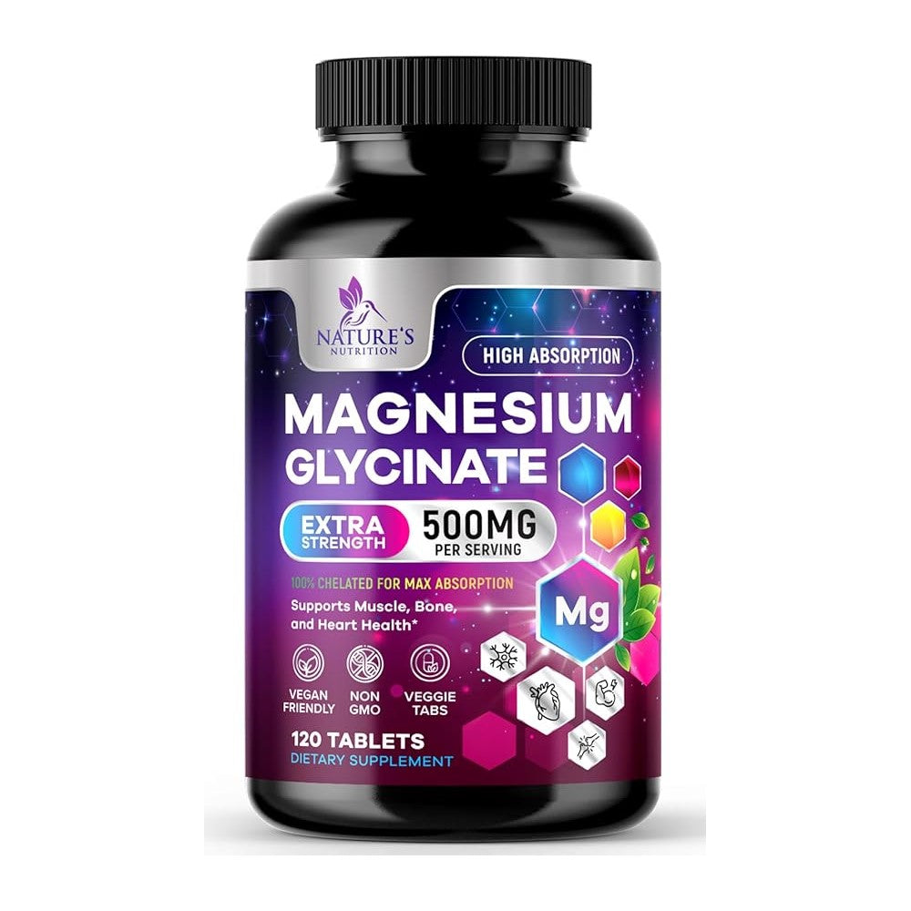 Nature's Nutrition Magnesium Glycinate Extra Strength 500mg – 60 Tablets